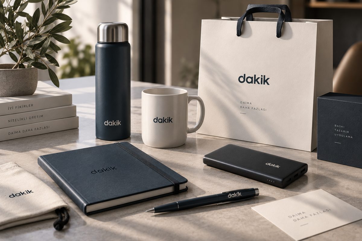 Promosyon ürünleri — termos, defter, kalem ve kurumsal set